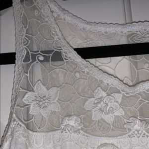 white tank with floral lace detail